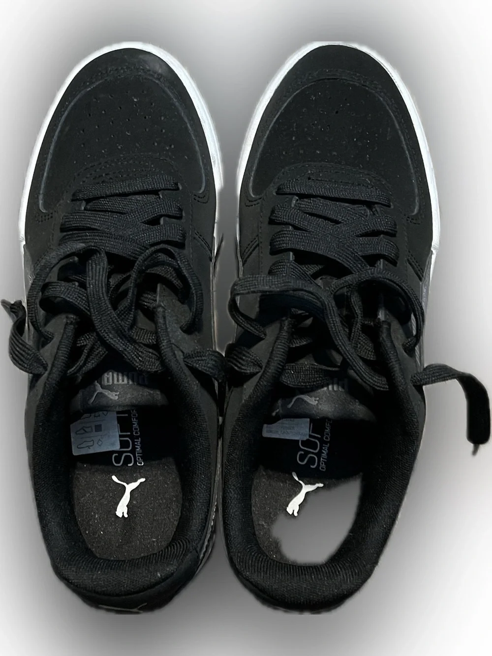Puma Mens Caven 2.0 Black White Low-Top Sneakers Athletic Cushioned